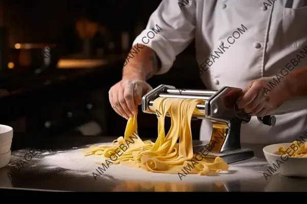 Pasta Perfection: Close-Up of Chef Creating Fresh Tagliatelle