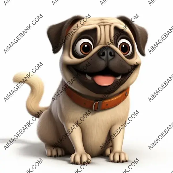 Pug in 3D Rendering Playfully Sticking Its Tongue Out