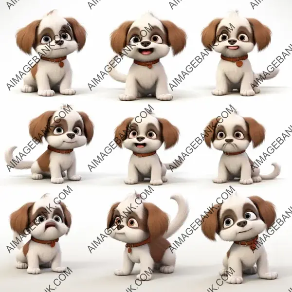 Adorable Shih Tzu in Various Poses, White and Brown