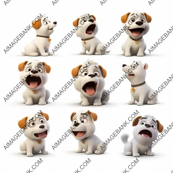 Black-Eyed Dog with White Body and Grid Pattern Background