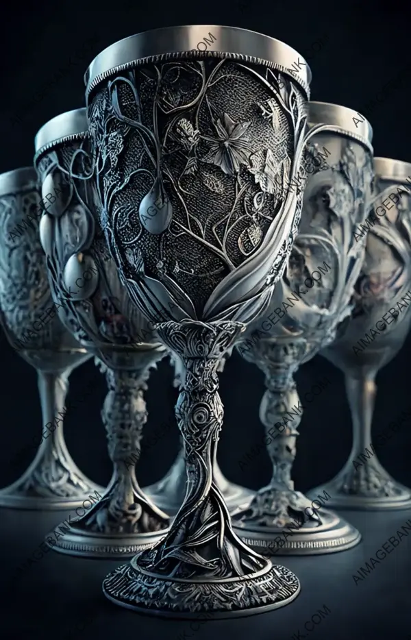 Eight Chalices Silver Intricately Engraved &#8211; Gaming Assets