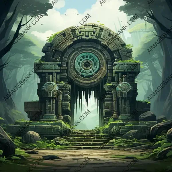 Mystical Creepy Tomb Door Style Inspired by Ghibli, Zelda, and Ori &#8211; Gaming Assets