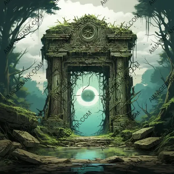 Bizarre Forms in Creepy Tomb Door Style Inspired by Ghibli, Zelda, and Ori &#8211; Gaming Assets