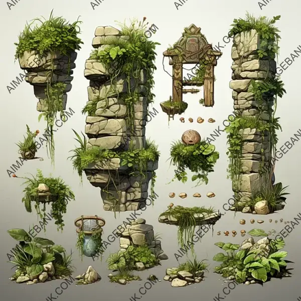 Create a Whimsical World with Grass Game Assets Concept Props for Gaming Assets