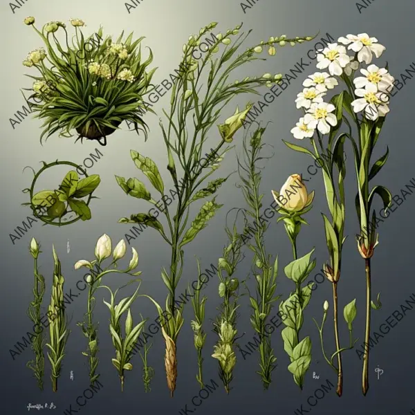 Vibrant Grass Game Assets Concept Props Inspired by Ghibli, Zelda, and Ori for Gaming Assets