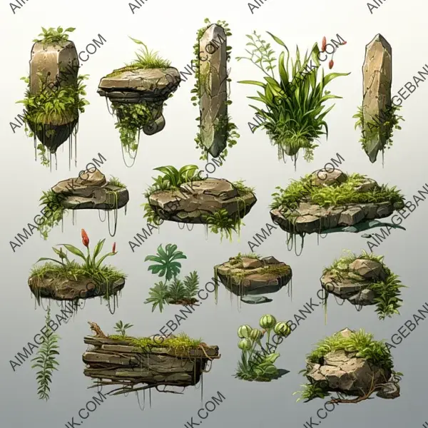 Explore the Fantasy with Grass Game Assets Concept Props with Ghibli, Zelda, and Ori Influence for Gaming Assets