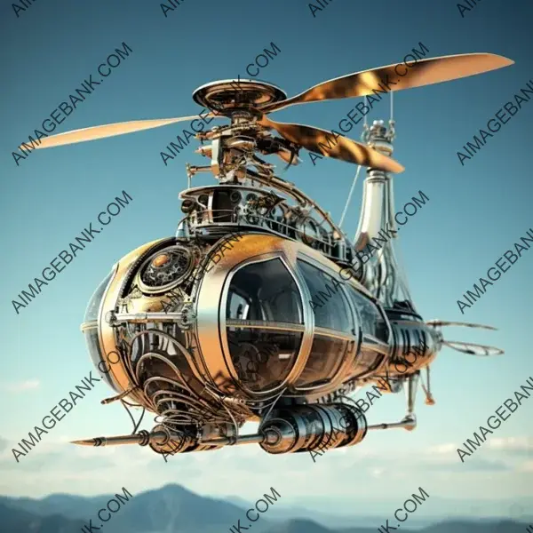 Discover Steampunk Helicopter in the Style of Jules Verne for Gaming Assets