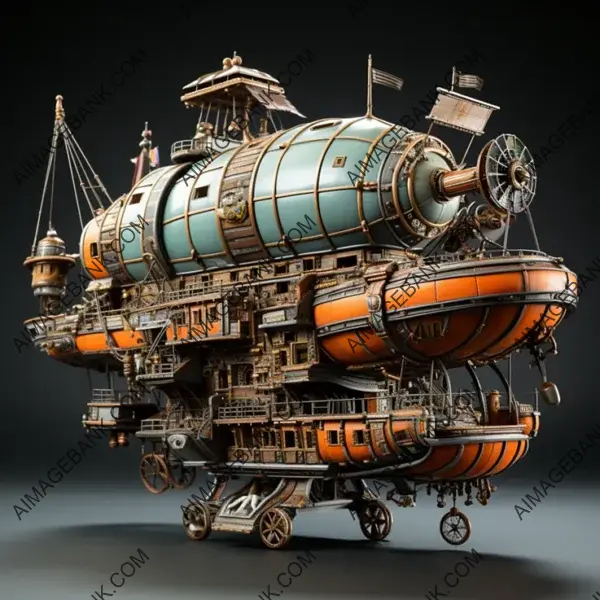 Collectible Stylized Medieval Cardboard Airships in Ultra High Resolution for Gaming Assets