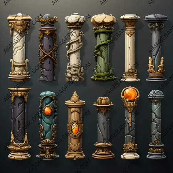 Elevate Your Game Design with Ionic Styled Columns Gaming Asset