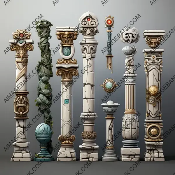 Craft Immersive Worlds with Ionic Styled Columns Gaming Asset