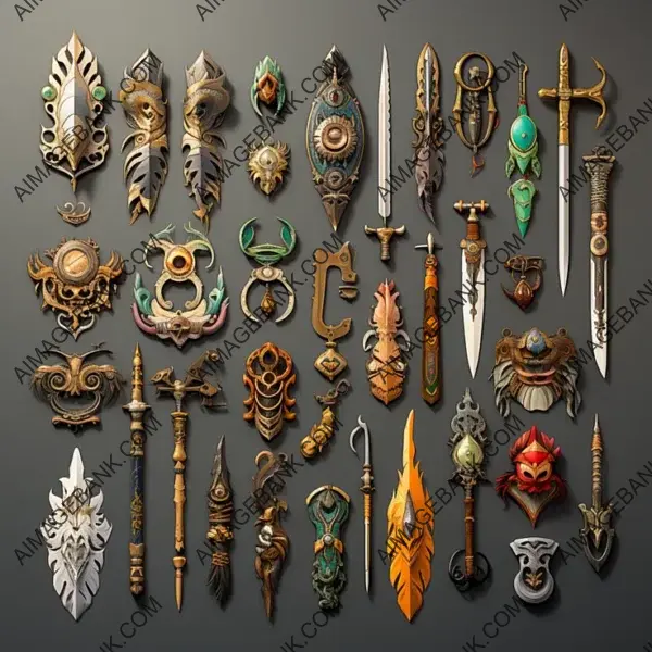 Create Immersive Environments with Isometric Ancient Weapons Props Game Assets Concept