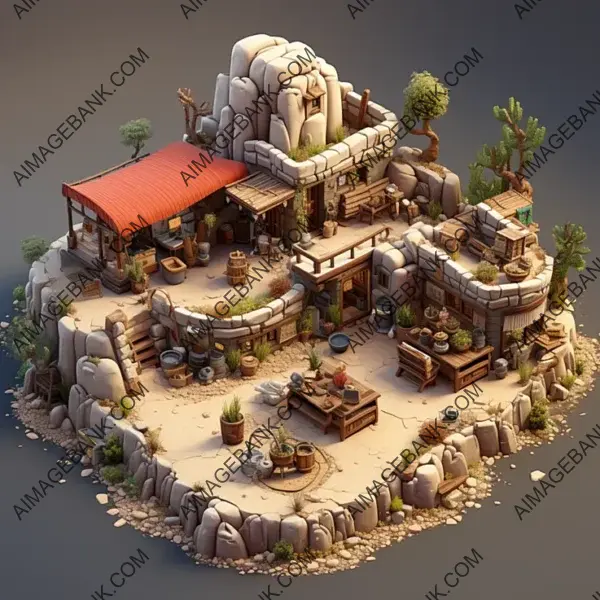 Explore the Isometric Desert Environment Gaming Asset