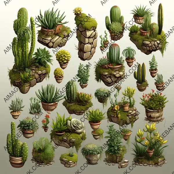 Enhance Your Game with Isometric Desert Plants Environment Gaming Asset