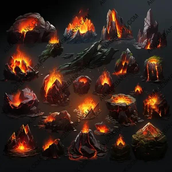 Enhance Gameplay with Isometric Volcanic Environment Assets Game Asset