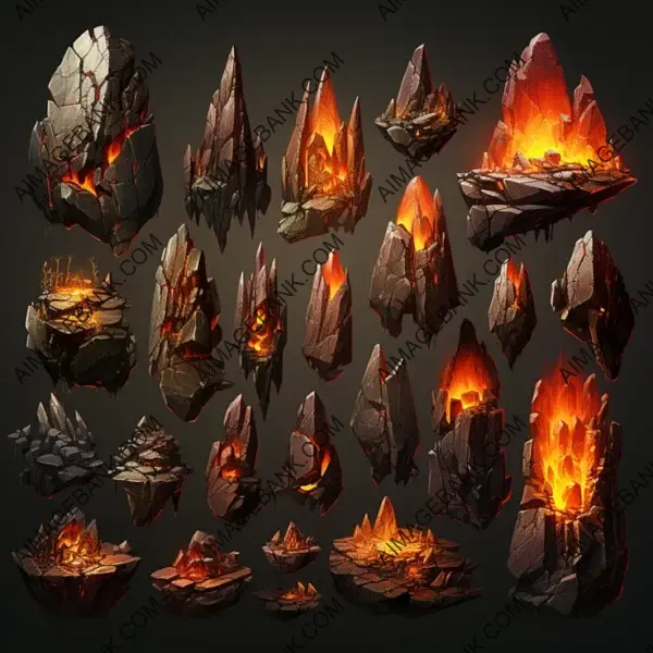 Craft Explosive Adventures with Isometric Volcanic Environment Assets Game Asset