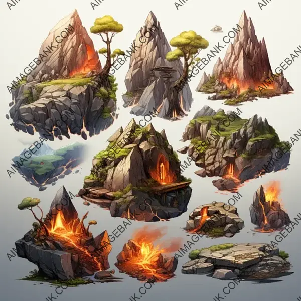 Embark on Volcanic Quests with Isometric Volcanic Environment Assets Game Asset