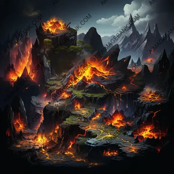 Fuel the Fire of Adventure with Isometric Volcanic Environment Assets Game Asset