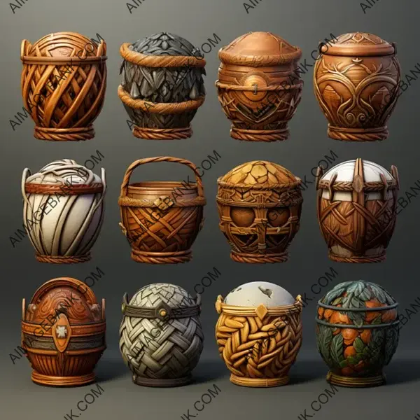 Enhance Your Game with Medieval Baskets Game Assets Concept Props Ghibli