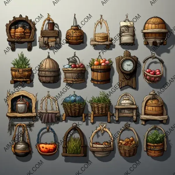 Immerse in History with Medieval Baskets Game Assets Concept Props Ghibli