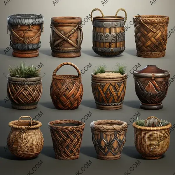 Create Memorable Experiences with Medieval Baskets Game Assets Concept Props Ghibli