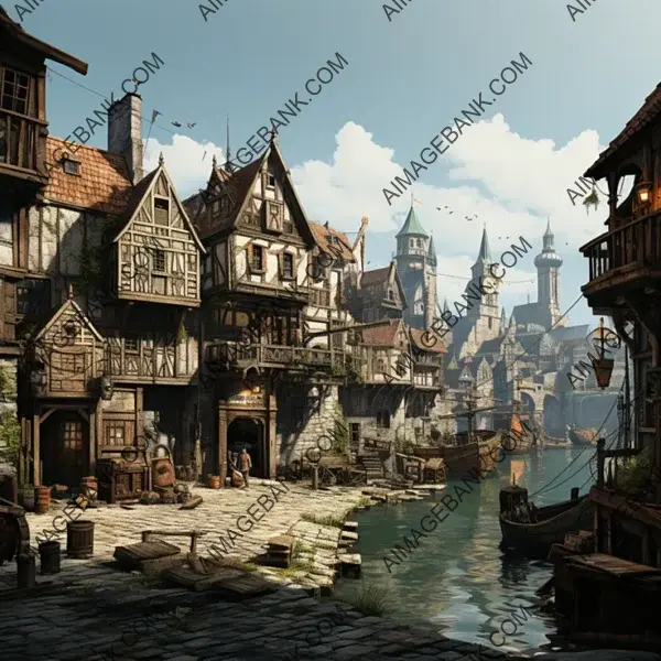 Build Medieval Waterfronts with Ports Quays Buildings 16k Dif