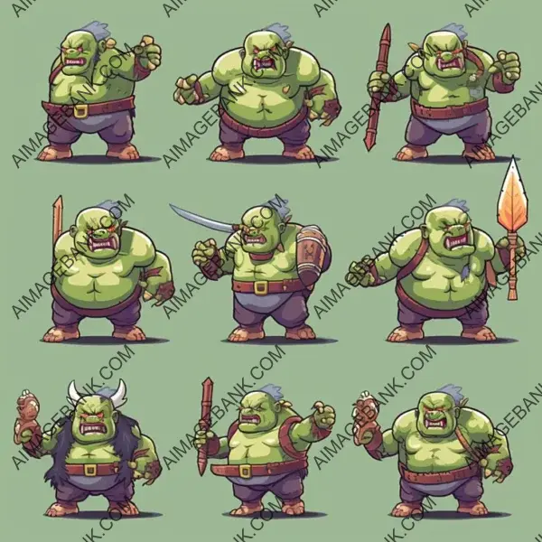 Confront Fearsome Beasts with Ogre Sprite Sheet Pixelart