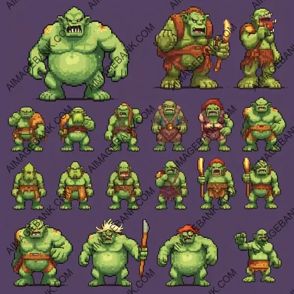 Encounter Mythical Terrors with Ogre Sprite Sheet Pixelart