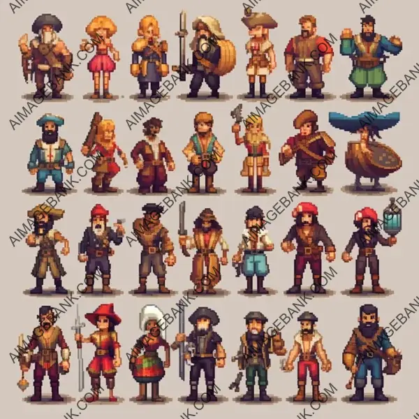 Embark on Pirate Adventures with Pixelart Character Sheet