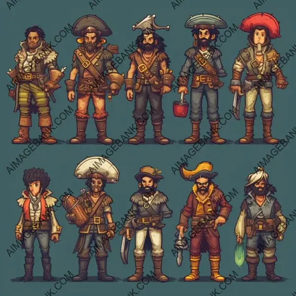 Explore Pirate Legends Through Pixelart Character Sheet