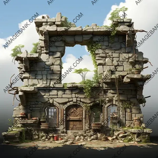 Craft Immersive Game Environments with Ruined Stone Wall