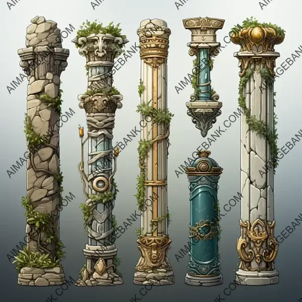 Tudor Styled Columns game props Craft Your Historical World