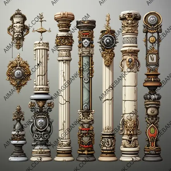 Tuscan Styled Columns game props Perfect for Game Design