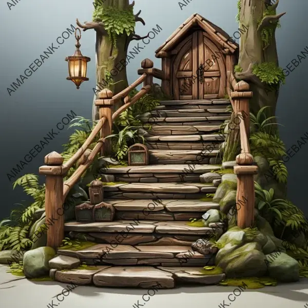 Wooden Stairs for Immersive Multigame propsLevel Experiences