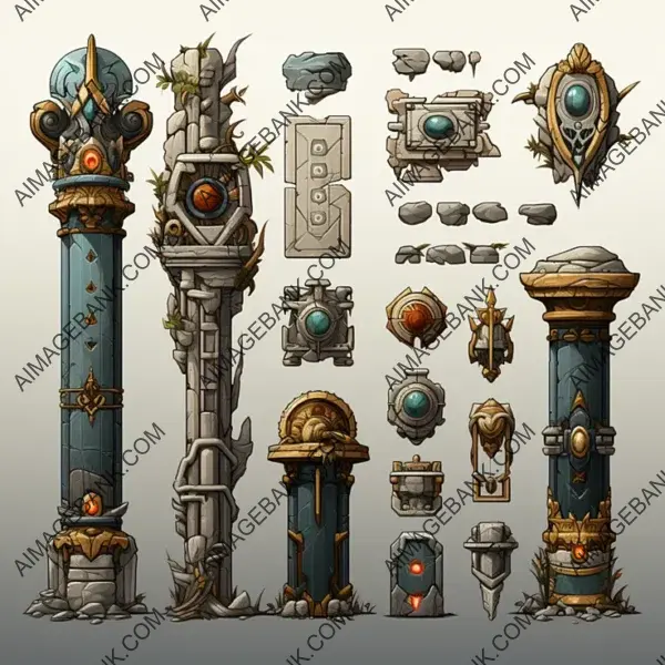 Ghibli-Inspired Confiorm Styled Columns Game Props