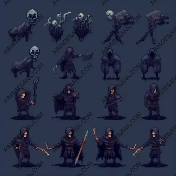 Unleash Dark Magic with Plague Warlock Pixel Art Game Props