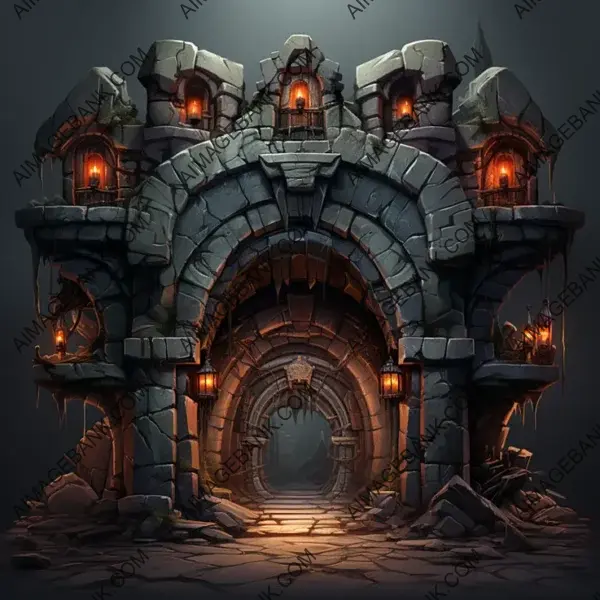 Experience Fantasy Adventures with Dungeon Entrance Game Props