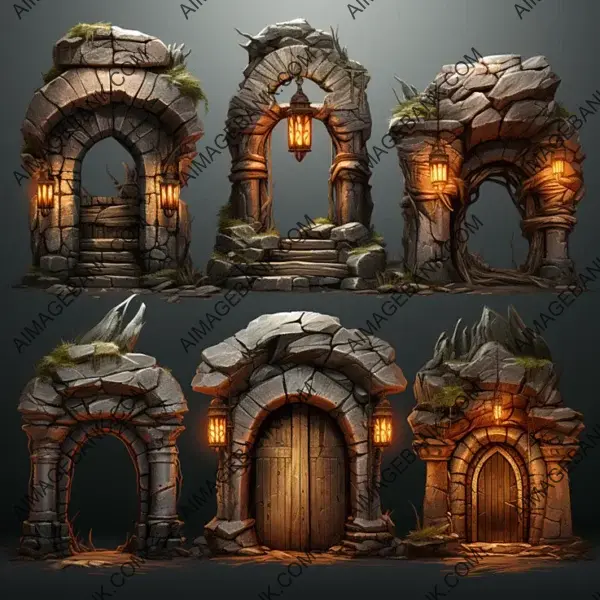 Face Monstrous Creatures with Dragon Dungeon Entrance Game Props