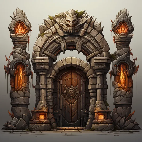 Discover Mystical Treasures with Dragon Dungeon Entrance Game Props