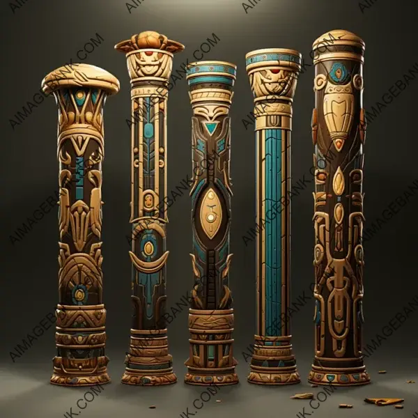 Game Props  Egyptian Styled Columns in Fantasy Worlds