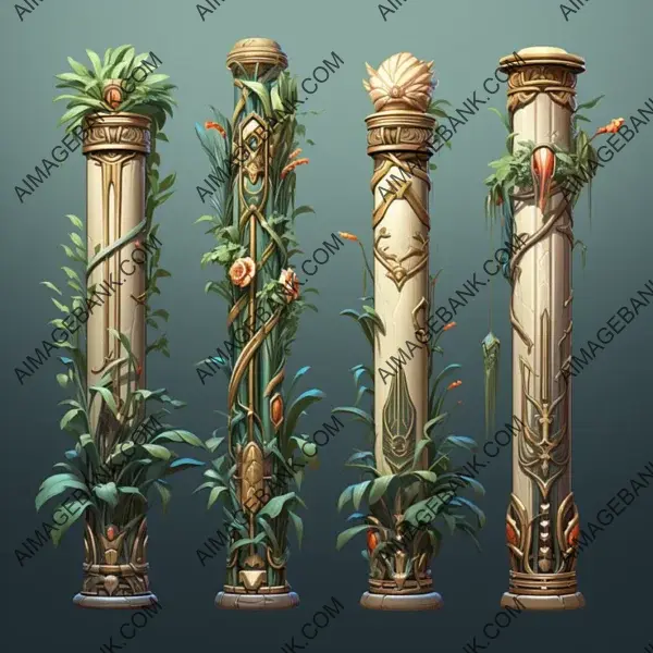 Game Props  Egyptian Styled Columns and Papyrus Scrolls Unveiled