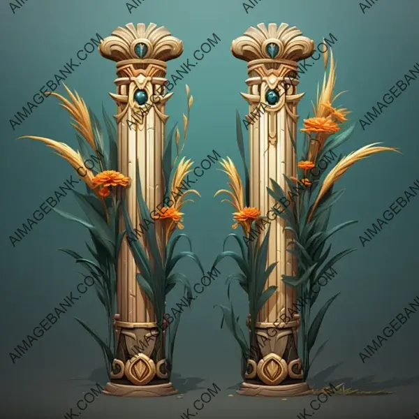 Game Props  Egyptian Styled Columns and Papyrus Scrolls for Your Quest