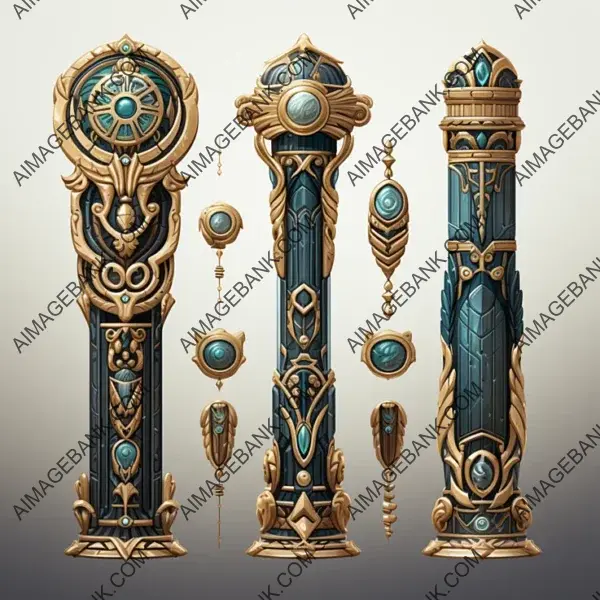 Game Props  Egyptian Styled Palmette Columns Awaits Your Adventure