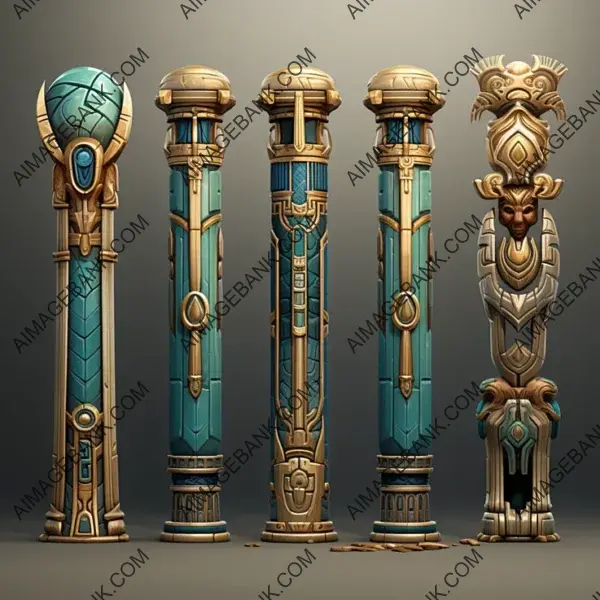 Game Props  Egyptian Styled Palmette Columns to Elevate Your Game