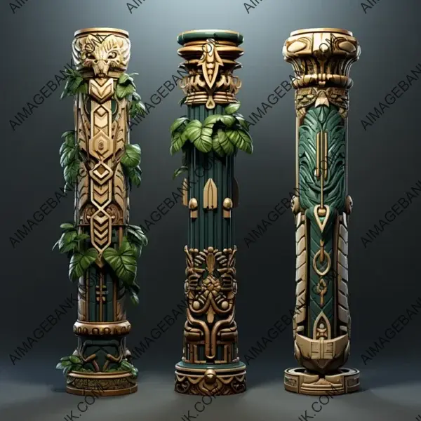 Game Props  Egyptian Styled Palmette Columns Bundle for Your Quest