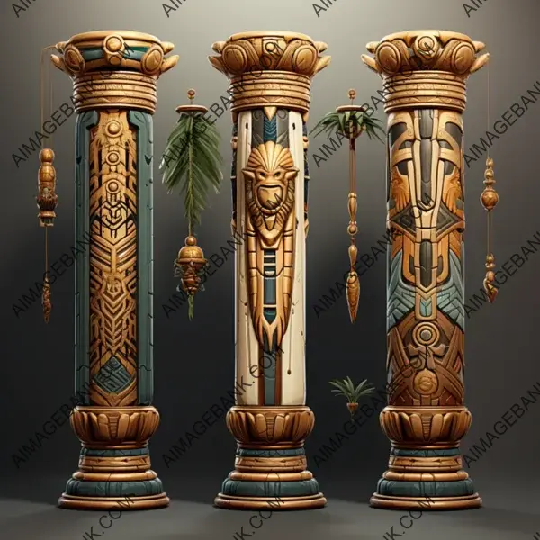 Game Props  Egyptian Styled Palmette Columns Unveil Mysteries