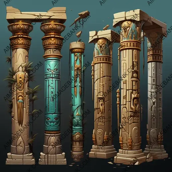 Game Props  Smooth Papyrus Columns for Immersive Gaming