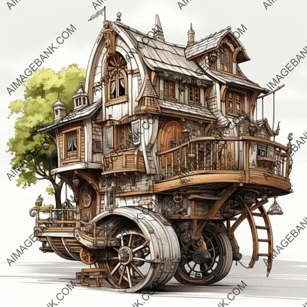 Game Props  Fantasy Steampunk Houses on Wheels: A Unique Gaming Experience