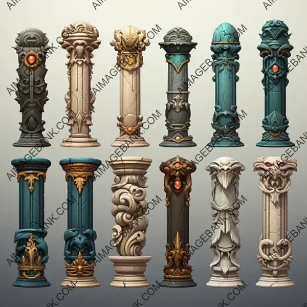 Game Props  Fluted Styled Columns for Architectural Grandeur