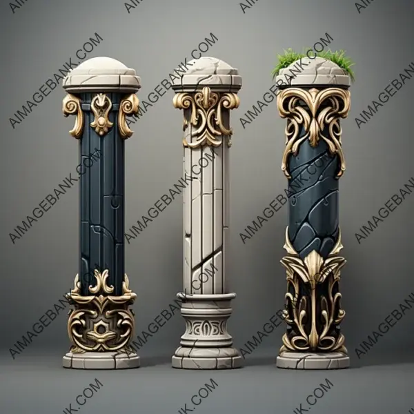 Game Props  Gothic Styled Columns: Gothic Artistry