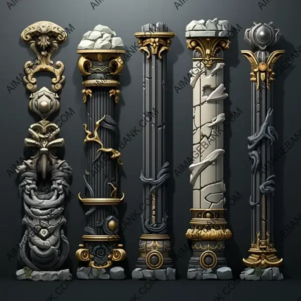 Game Props  Gothic Styled Columns: Craft Dark Worlds